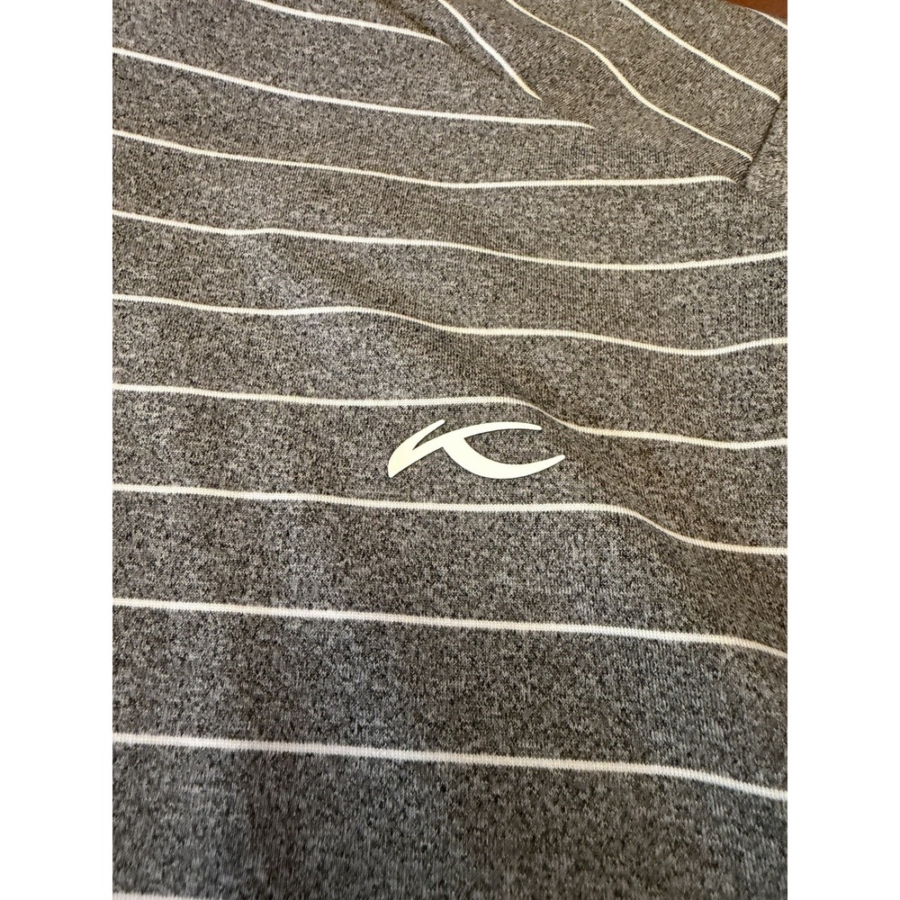 KJUS Golf Polo Shirt Mens 56 2XL Gray White Stripe Soren Stretch Mission Hills - Picture 13 of 14